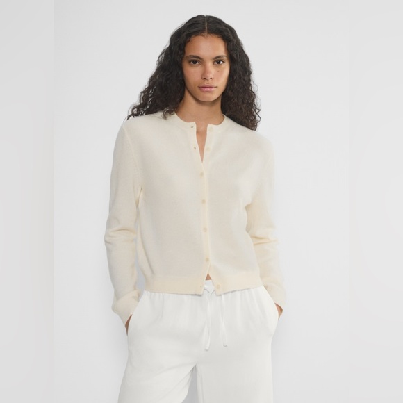 Aritzia Sweaters - NWT - Aritzia Bare Cashmere Crew Cardigan - Small - Whisper White